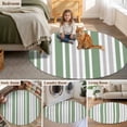thumbnail image 6 of Gray Sage Round Area Rugs 3 ft, Green Stripe Minimalist Vertical Stripes Modern Art Washable Small Area Rug with Non-Slip Sturdy Edge Binding Round Front Door Mat Floor Carpet for Entryway, 6 of 9