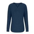 thumbnail image 6 of Womens Ribbed Spring Clothes, Fall Sweaters for Women Fashion Loose Fit Solid Color Notch V Neck Long Sleeve Pullover, 6 of 6