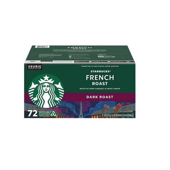 Starbucks French Roast Dark Roast K-Cup Pods for Keurig Brewers, 1 box (72 pods)