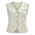 thumbnail image 4 of Women's Striped Vest Sleeveless Button Down Open Front Tops Office Casual Layeringlook Waistcoat, 4 of 8