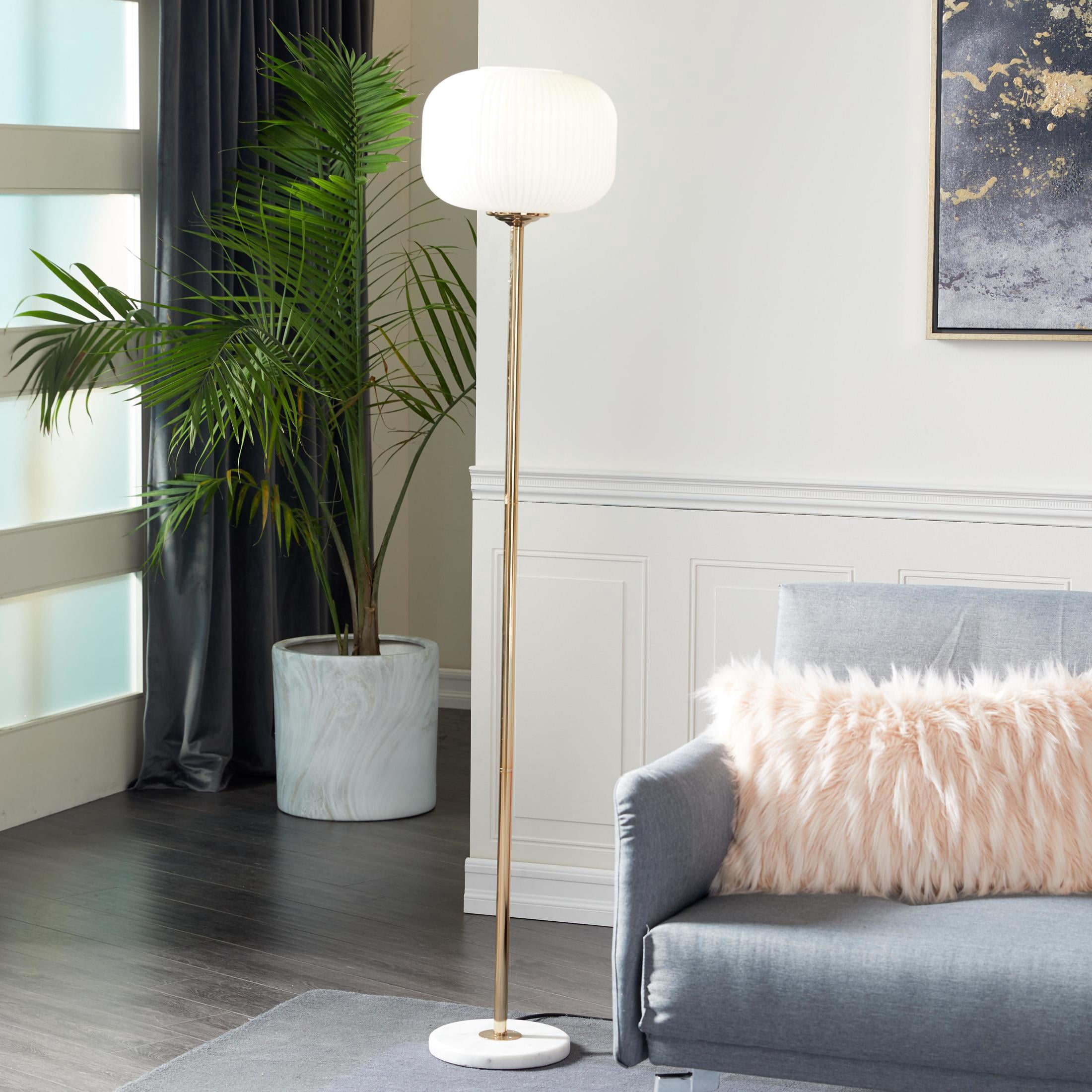 CosmoLiving by Cosmopolitan 64" White Floor Lamp with White Glass Shade