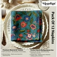 thumbnail image 4 of Vargottam Blue FloralDesign Cotton Muslin Napkins - Set of 12, 20-Inch, Luxurious Soft Cloth Napkins for Dining & Events, Absorbent, Washable & Tableware, 4 of 7