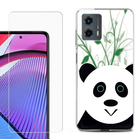 OneToughShield ® Compatible with Motorola Moto G 5G 2023, Shockproof Phone Case, with Tempered Glass Screen Protector - Panda