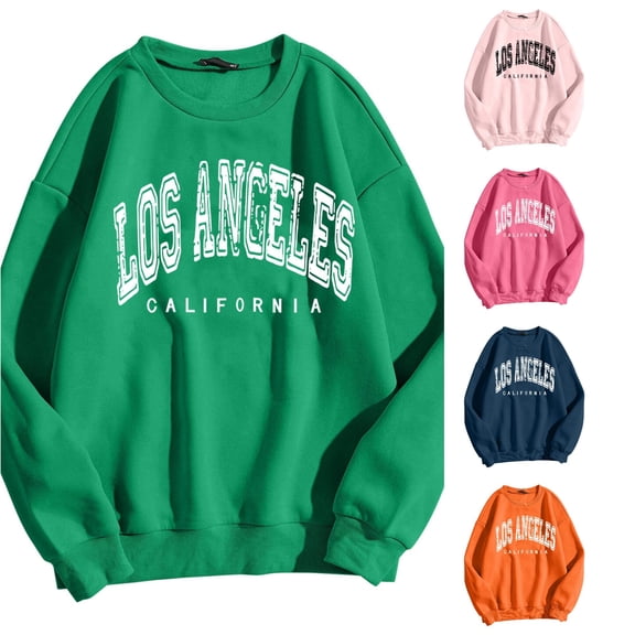 SONXAHE Graphic Crew-Neck Sweatshirt for women Relaxed Campus Daily Pullover