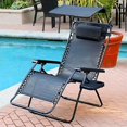 thumbnail image 3 of Oversized Zero Gravity Chair with Sunshade and Drink Tray - Black, 3 of 4