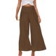 thumbnail image 1 of Pantalones capri de lino de cintura alta y pierna ancha para mujer en tallas grandes - Tejido transpirable, corte holgado, de petite a grande - Tallas S-XXL para primavera/otoño, 1 of 6