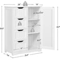 thumbnail image 4 of Large Bathroom Floor Cabinet with 4 Dawers and Single Door Cabinet, Freestanding Storage Cabinet for Living Room Kitchen Hallway, White, 4 of 17