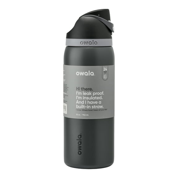 Owala FreeSip Stainless Steel Water Bottle, 32oz, Black