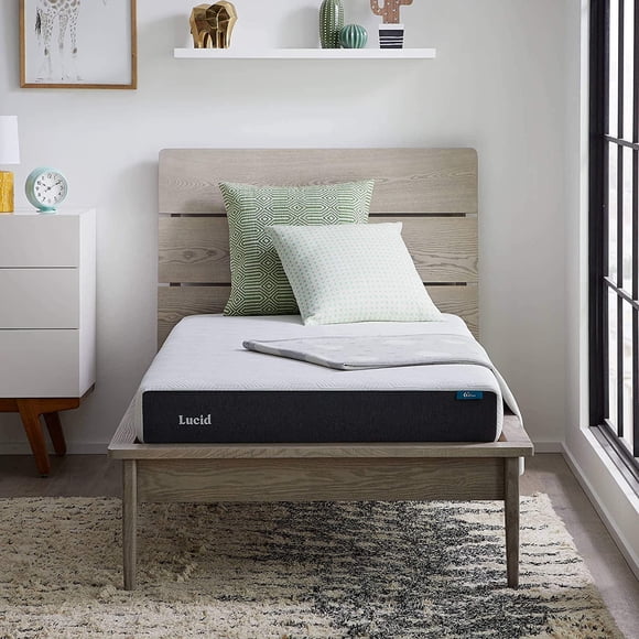 Lucid - Colchón Matrimonial de Memory Foam con Gel y Bambú - 15 cm - Colchón Firme - Funda Lavable y Transpirable - Colchón en Caja