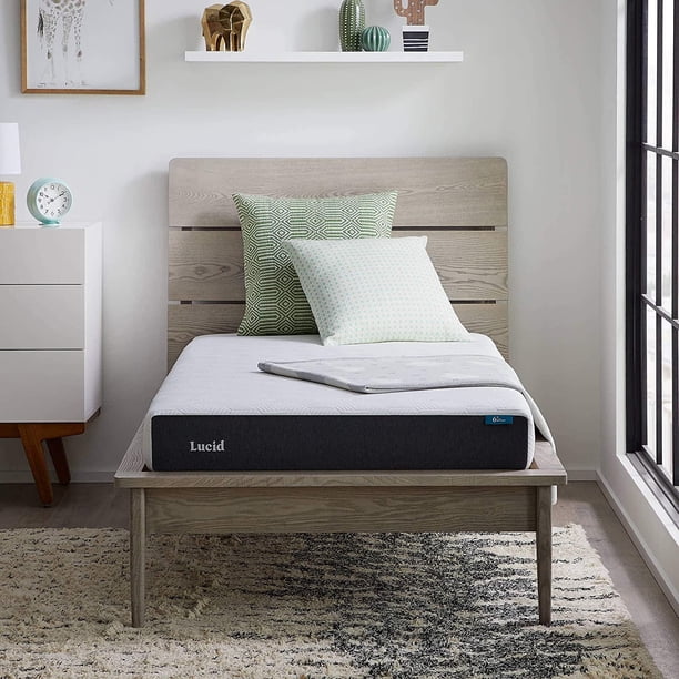 Lucid - Colchón Matrimonial de Memory Foam con Gel y Bambú - 15 cm - Colchón Firme - Funda Lavable y Transpirable - Colchón en Caja