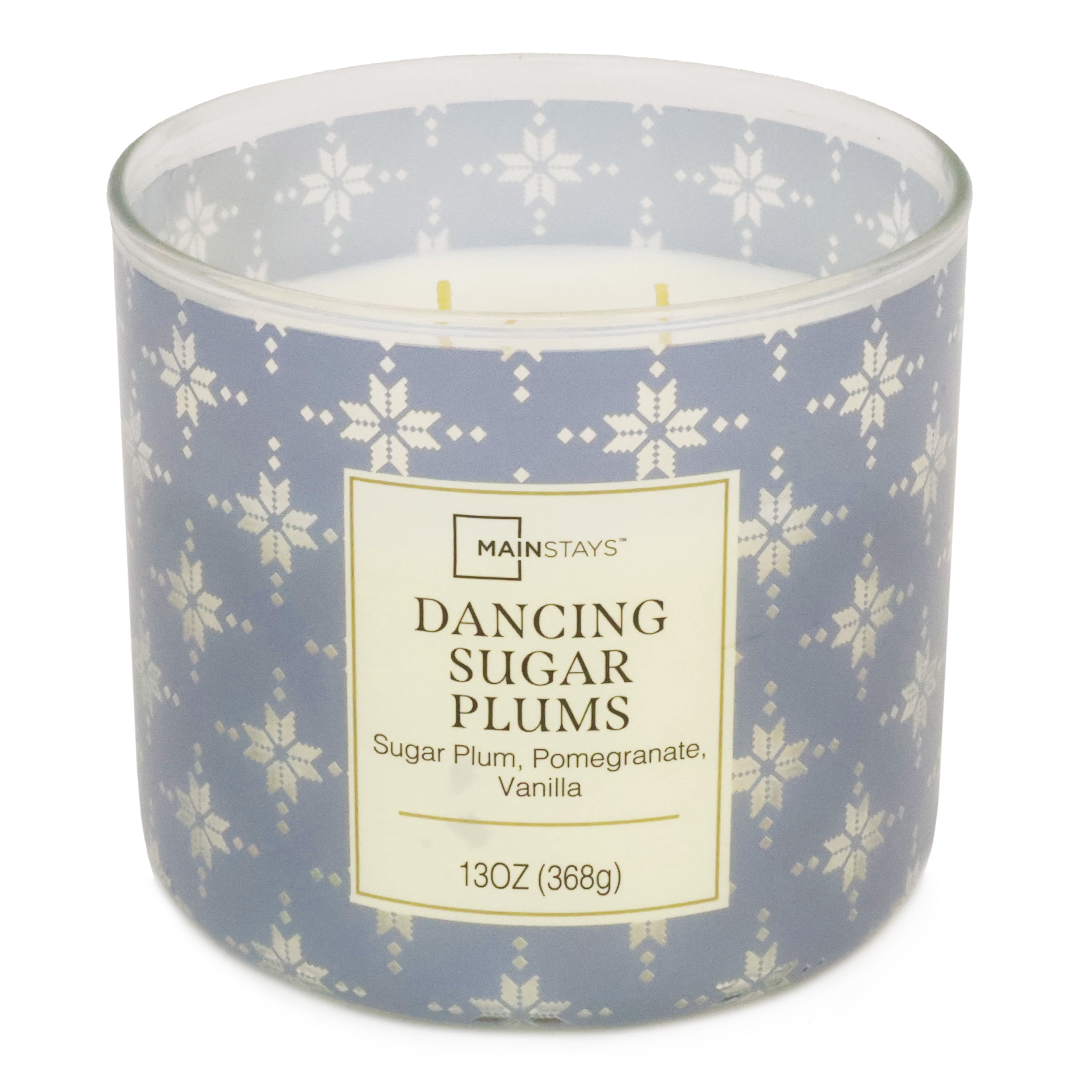 Mainstays Dancing Sugar Plums Snowflake 3-Wick Candle, 13 Ounce
