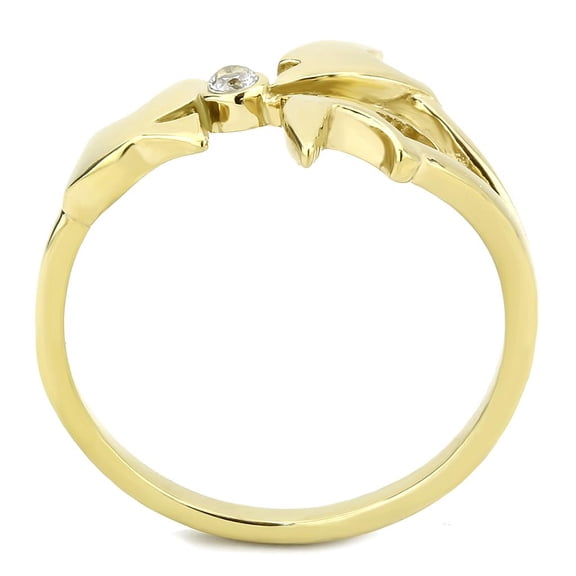 TK3573 - IP Gold(Ion Plating) Stainless Steel Ring with AAA Grade CZ in Clear