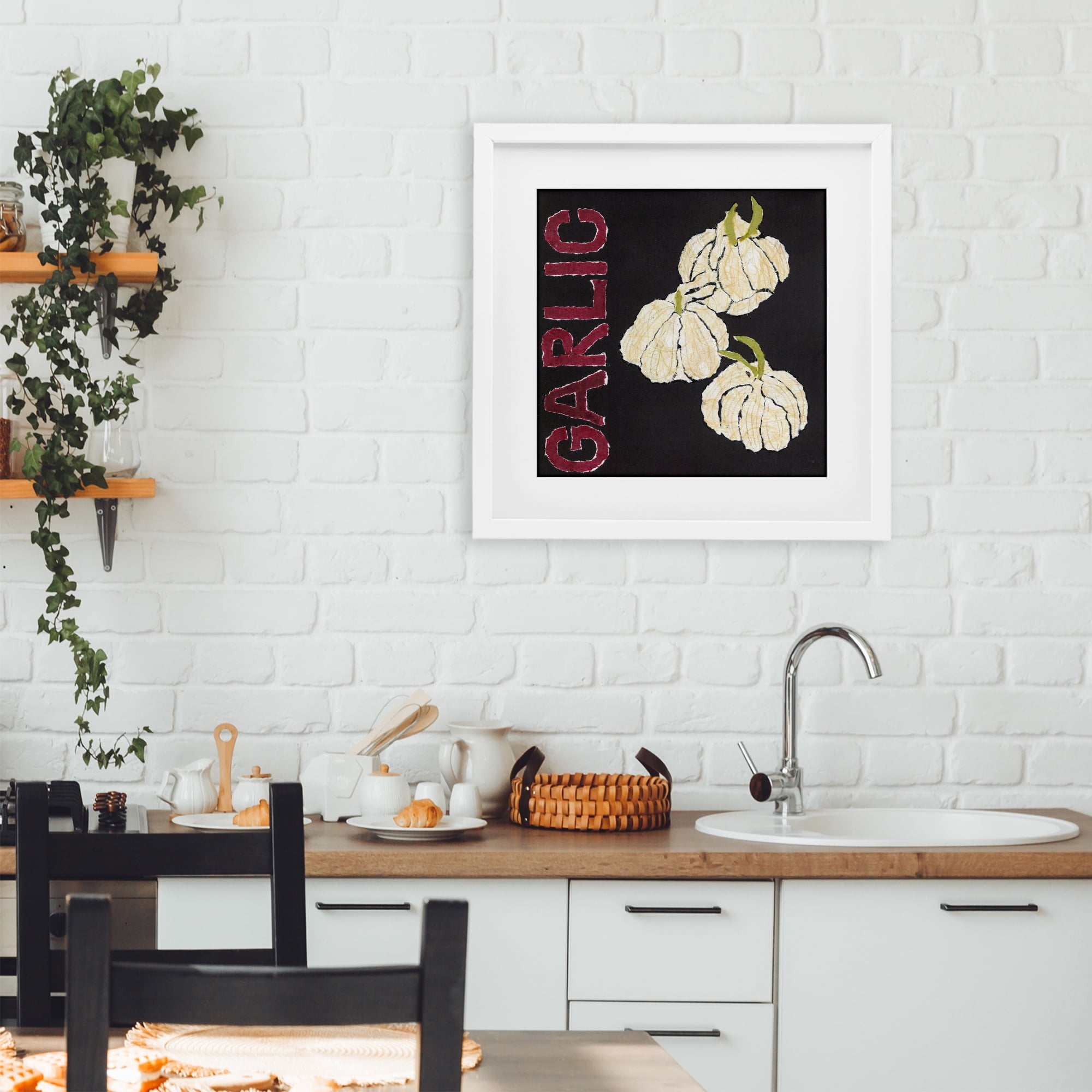 Stupell Industries Garlic Garden Vegetable White Framed Print Under Glass, design by Nancy Overton