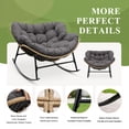 thumbnail image 2 of RADIATA Oversized Papasan Rocking Chairs with Ottomans, Set of 2, 5.1" Cushions and 450 lb Heavy-Duty Rattan Patio Lounge Rocker Set for Porch, Garden, Bedroom, Gray, 2 of 11