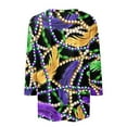thumbnail image 4 of JGNGSHN Women Mardi Gras 3/4 Length Sleeve Tops Comfy Round Neck Shirts Carnival Party Cruise Blouses, 4 of 5