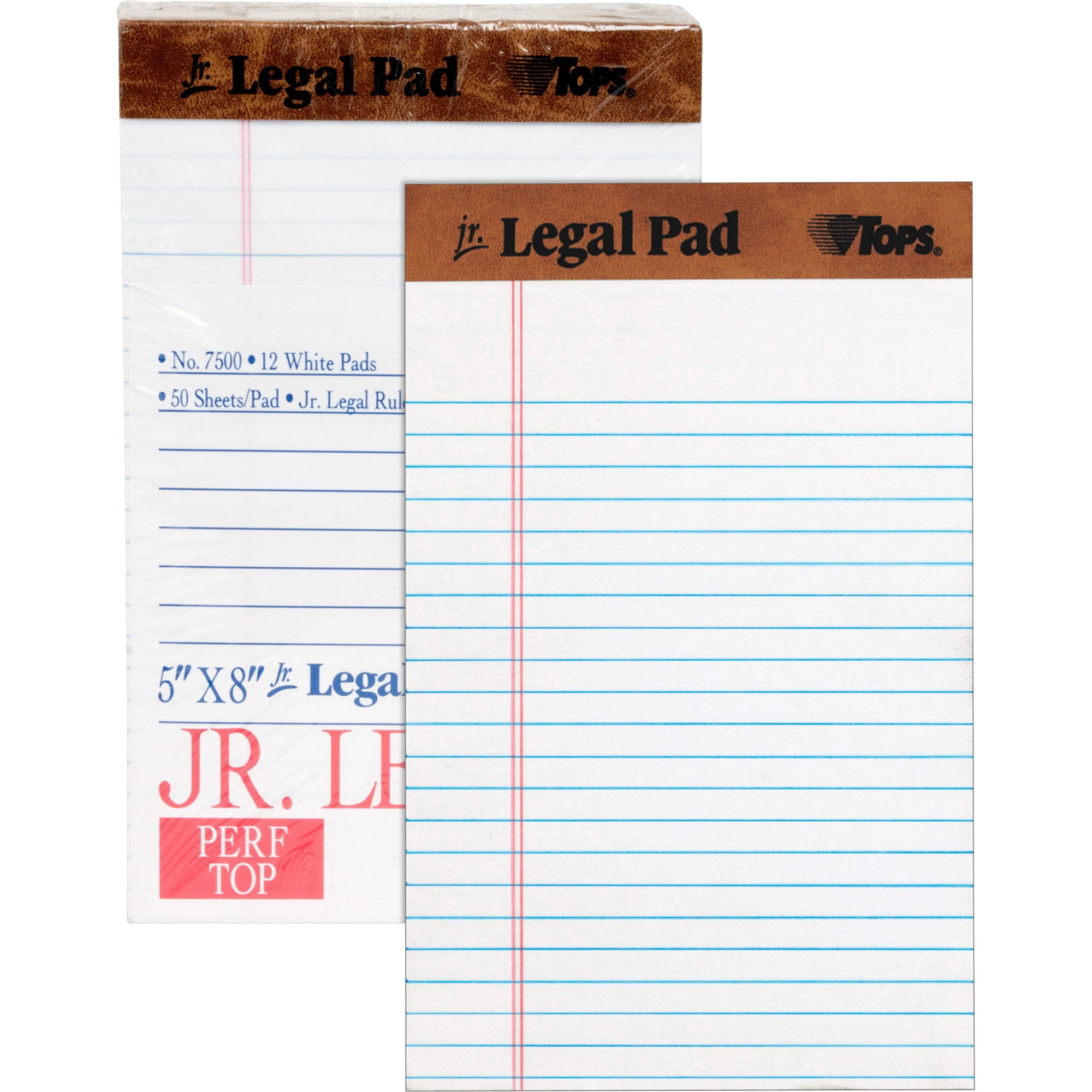 Legal/Wide Rule Perforated 75337 TOPS The Legal Pad Legal Pad 8-1/2 x 11-3/4 Inches White 3 Pads per Pack 50 Sheets per Pad 