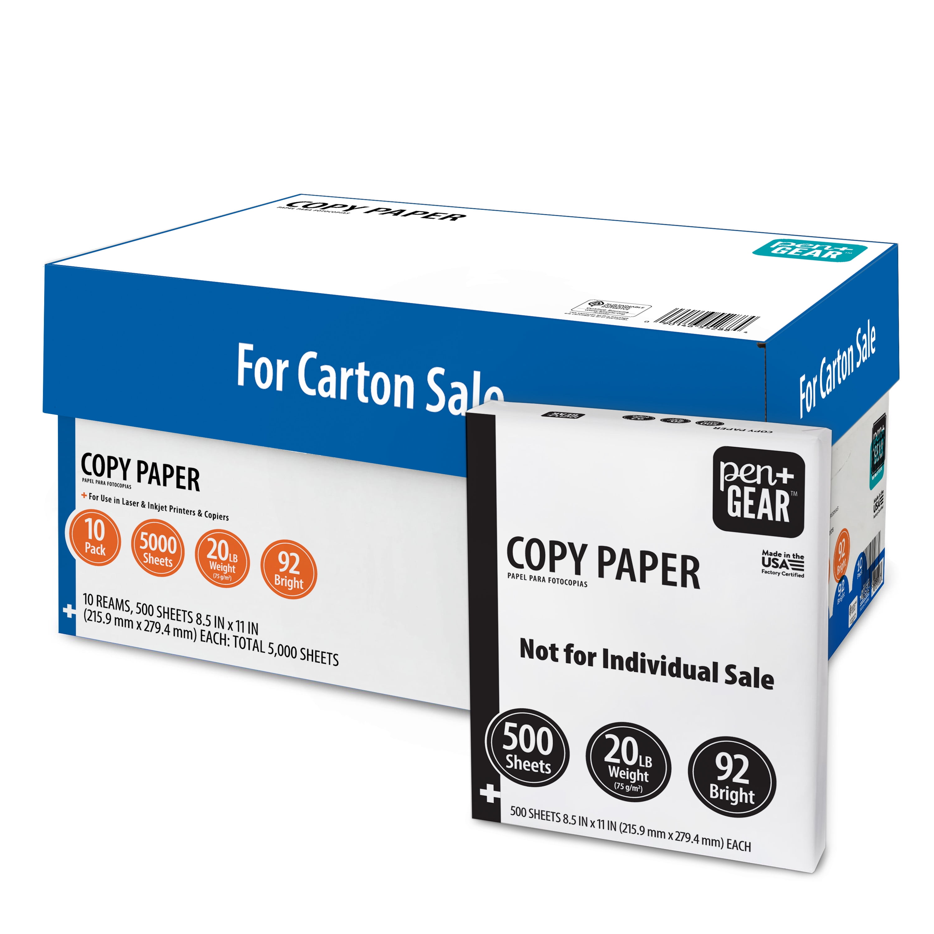 Pen+Gear Copy Paper, 20 lb, White, 8.5" x 11", 1 Pallet, 40 Cases (200,000 Sheets)
