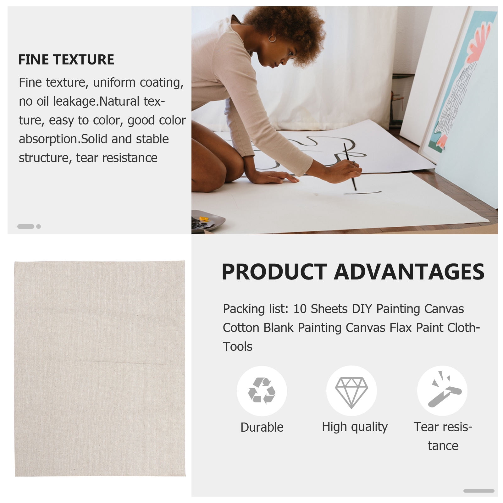 BESTYASH Waterproof Beige Artist Canvas Cotton Cloth Ideal for Oil Painting and Home Decor