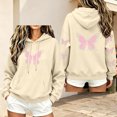 thumbnail image 5 of Butterfly Print Long Sleeve Hoodies For Women Teen Fall Fleece Lined Fashion Cute Graphic Pullover Hooded Sweatshirt, 5 of 6