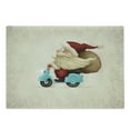 thumbnail image 1 of Christmas Cutting Board, Old Santa Claus Delivering Presents on His Motorcycle Swirled Lines Frame, Decorative Tempered Glass Cutting and Serving Board, Large Size, Red Tan Pale Blue, by Ambesonne, 1 of 1
