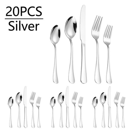 

Fjofpr Cutlery Set 20PCS Stainless Steel 4-person Set Fork Spoon Cutlery Set Modern Design With Smooth Edgesfor Kitchen Decor