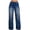 Dark Blue, variant on Wide Leg Denim Pants for Women Drawstring Elastic Waist Jean Pants Loose Straight Fit Denim Trouser with Pockets