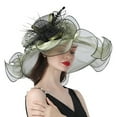 thumbnail image 2 of GILIGEGE Women's Organza Fascinator Church Derby Hat Floral Tea Party Wedding Hat Women's Street Photography Flower Sun Visor Hat Personality Good Wear Big Brim Hat Travel Outing Curly Edge Hat, 2 of 3