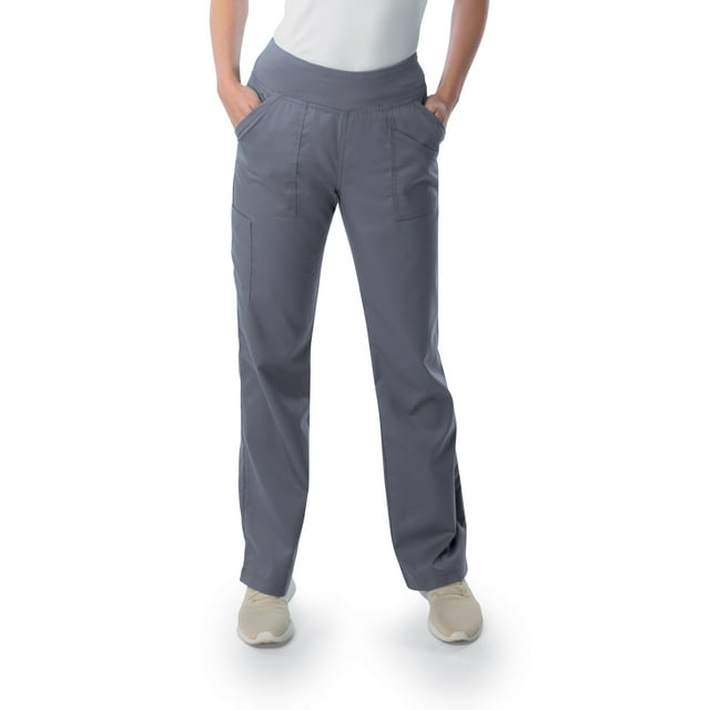 Landau ProFlex Pantalon d'Uniforme pour Femmes, 4 Poches, Coupe Moderne Ajustée, Taille de Yoga Extensible, Jambe Droite, Noir