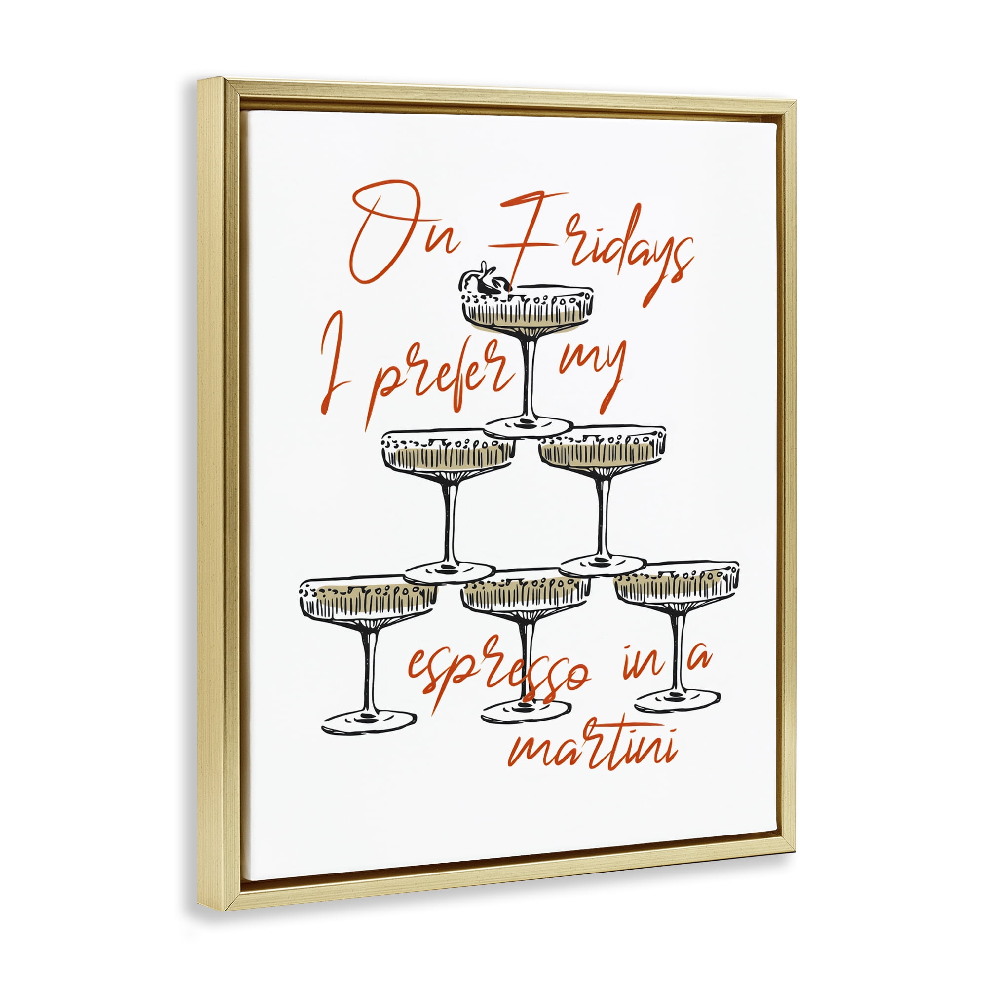 Stupell Industries On Fridays Espresso Martini Gold Framed Floater Canvas Wall Art, design by The Prints Vibe