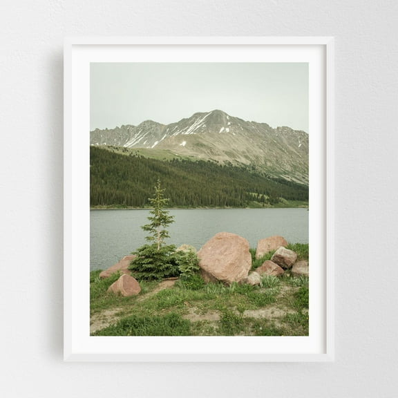 Clinton Gulch Dam Reservoir - Colorado Photography Mountain Lake Landscape Nature Scenic Forest Wilderness White Framed Wall Art Print 9 x 12 inches