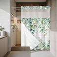 thumbnail image 4 of Sage Green Eucalyptus Leaf No Hook Shower Curtain with Snap in Liner Spring Summer Botanical Plaid Waterproof Bathroom Shower Curtain with See Through Top Window for Bathtub 72" x 84", 4 of 9