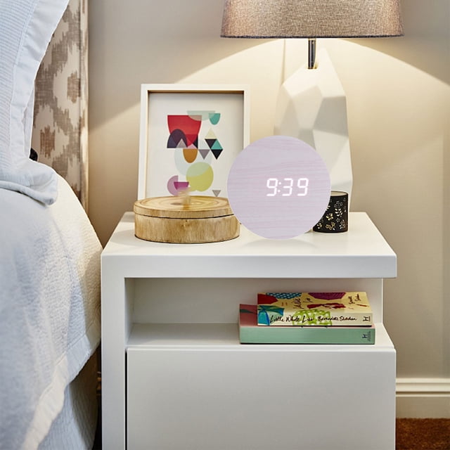 Fiudx Ofertas relámpago del día Reloj despertador de madera moderno y minimalista, reloj de madera con luz LED nocturna multifuncional, reloj inteligente creativo, reloj electrónico
