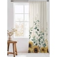 thumbnail image 3 of Sheer Curtains 96 Inches Long, Sunflower Semi Sheer Curtains Light Filtering Window Treatment, Yellow Floral Pastoral Botanical Leaves Rustic Privacy Voile Drapes for Living Room Bedroom 52x96 Inch, 3 of 7