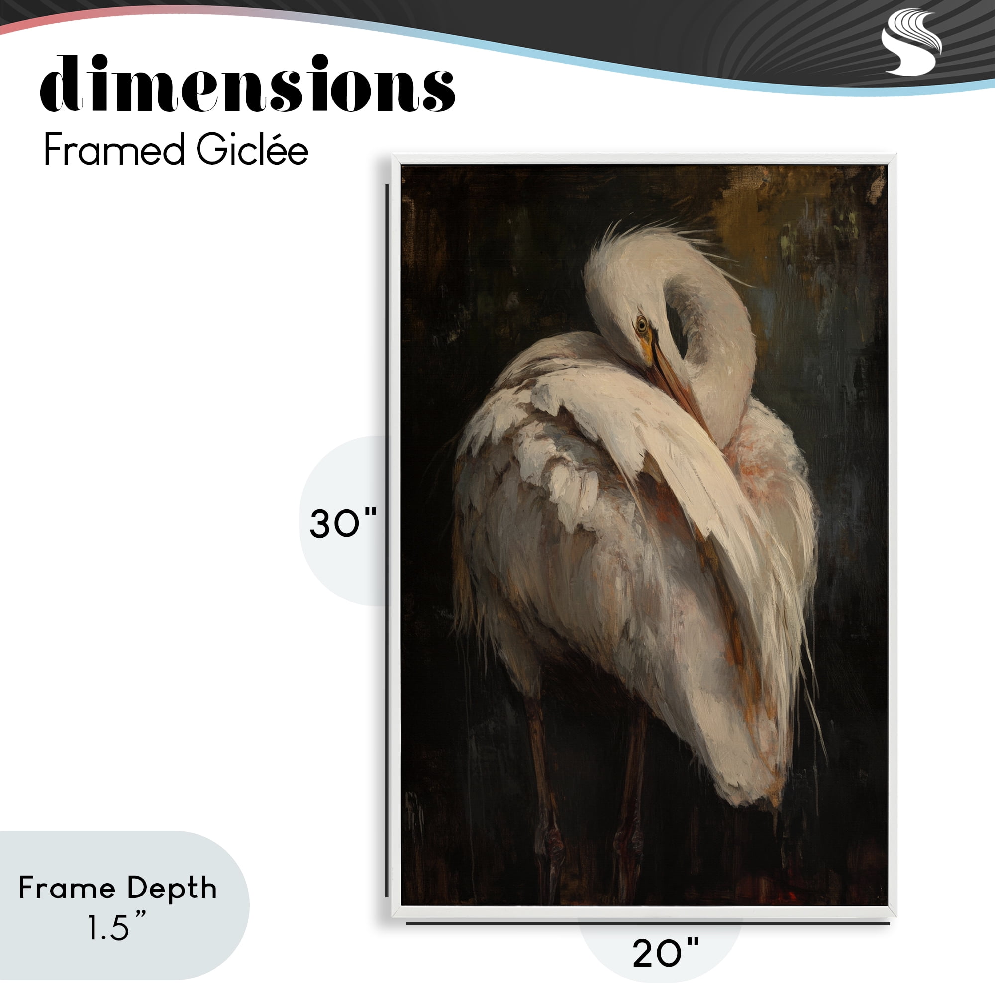 Stupell Industries Sleeping Egret in Golden Light White Framed Giclee Art, design by Petal Prints Design