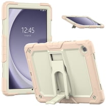 Allytechgroup Shockproof Case with Screen Protector for Samsung Galaxy Tab A9 8.7" SM-X110/X115/X117, Rugged Bumper Anti-Scratch Kickstand Shoulder Strap Kids Friendly Tablet Case Cover, Rosegold