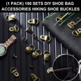 thumbnail image 3 of YIEMEEN 100Pcs Shoelace Hook Metal Shoelace Hooks Mounting Clips Fittings D‑Ring Eyelet Buckles with Rivets for Hiking Boots, 3 of 8