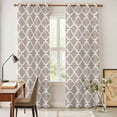 thumbnail image 4 of Beige Moroccon Kitchen Curtains 96 Inch Length, Farmhouse Minimalist Abstract Geometric Grommet Top Bedroom Living Room Curtains, Light Filtering Cafe Curtain Drapes 2 Panels Set 104''x96'', 4 of 9