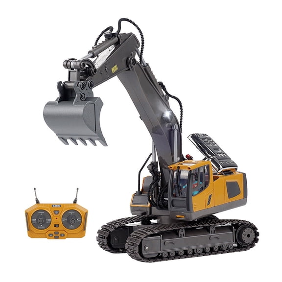 RC Excavator, 1/20 Scale 2.4G Full Proportional 11CH All Terrains Realistic Alloy Digger RC Construction Vehicles with Lights and Sound Effects, Collectible Gifts for Adults Hobbyist (RTR Version)