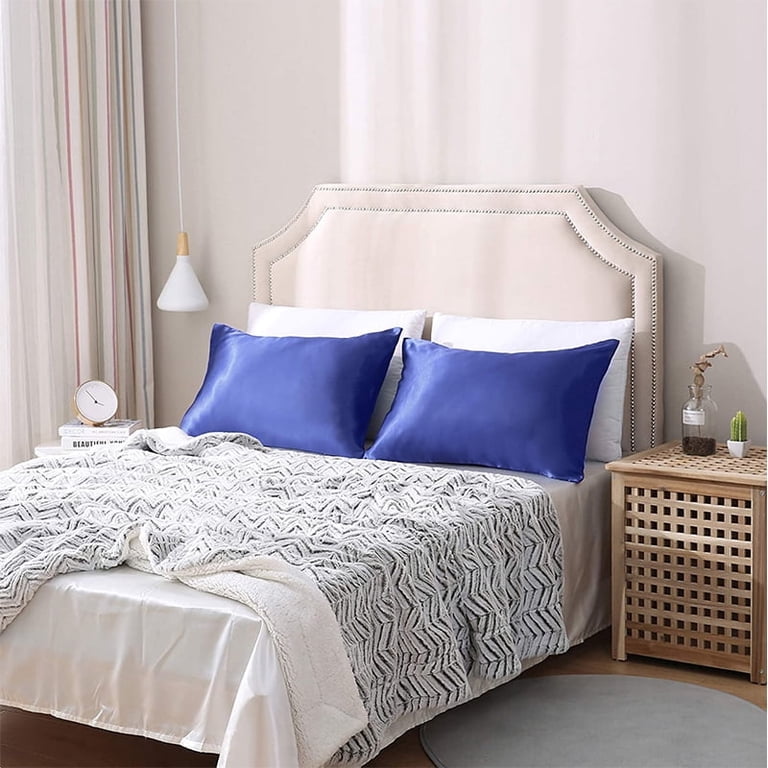 Auchen Satin Pillowcase Set of 2 Standard, Dark Blue photo 5