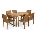 thumbnail image 3 of Christopher Knight Home 7-Piece Outdoor Patio Slatted Dining Set for Garden, Acacia Wood Frame, Teak, 3 of 16