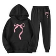 thumbnail image 4 of HOWPAY Sweatsuits Women 2 Piece Outfit Valentines Bow Graphic Long Sleeve Hooded Sweatshirt and Jogger Sweatpants Outfits Casual Loose Fit Lounge Sets Black L, 4 of 4