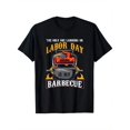 thumbnail image 1 of Camiseta de algodón con gráfico de barbacoa del Día del Trabajo para hombre: "El único que trabaja es mi barbacoa". Manga corta, suave y transpirable, lavable a máquina., 1 of 7
