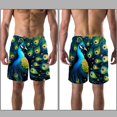 thumbnail image 3 of luoweisi Men's Beach Shorts Quick Dry Swim Trunks with Mesh Lining Peacock L, 3 of 5