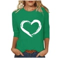 thumbnail image 1 of Plebaso Hauts Cœur pour Femmes Manches 3/4 Col Rond T-Shirts Graphiques Mignons Imprimés Blouses Décontractées pour Femmes, 1 of 4