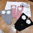 thumbnail image 5 of Yoetaun Camellia Pearls Mittens Winter Full Finger Warm Touching Screen Keep Warm Outdoor Thermal Gloves Gloves Pink, 5 of 8