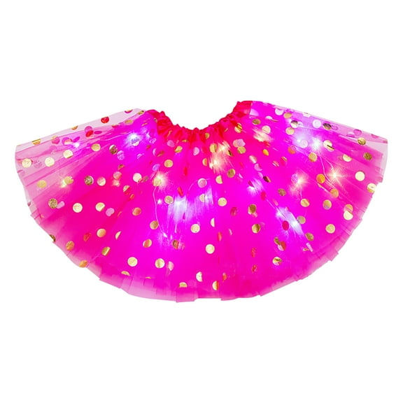 IROINNID Elastic Waist Mini Skirts For Women 3 Level Mesh Tulle Skirt Princess Skirt With LED Small Bulb Skirt Solid Color Skirt