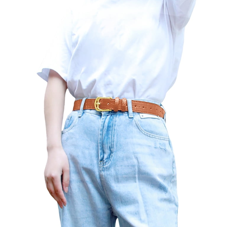 Women Skinny Leather Belt Solid Color Alloy Turn Lock  display picture 1