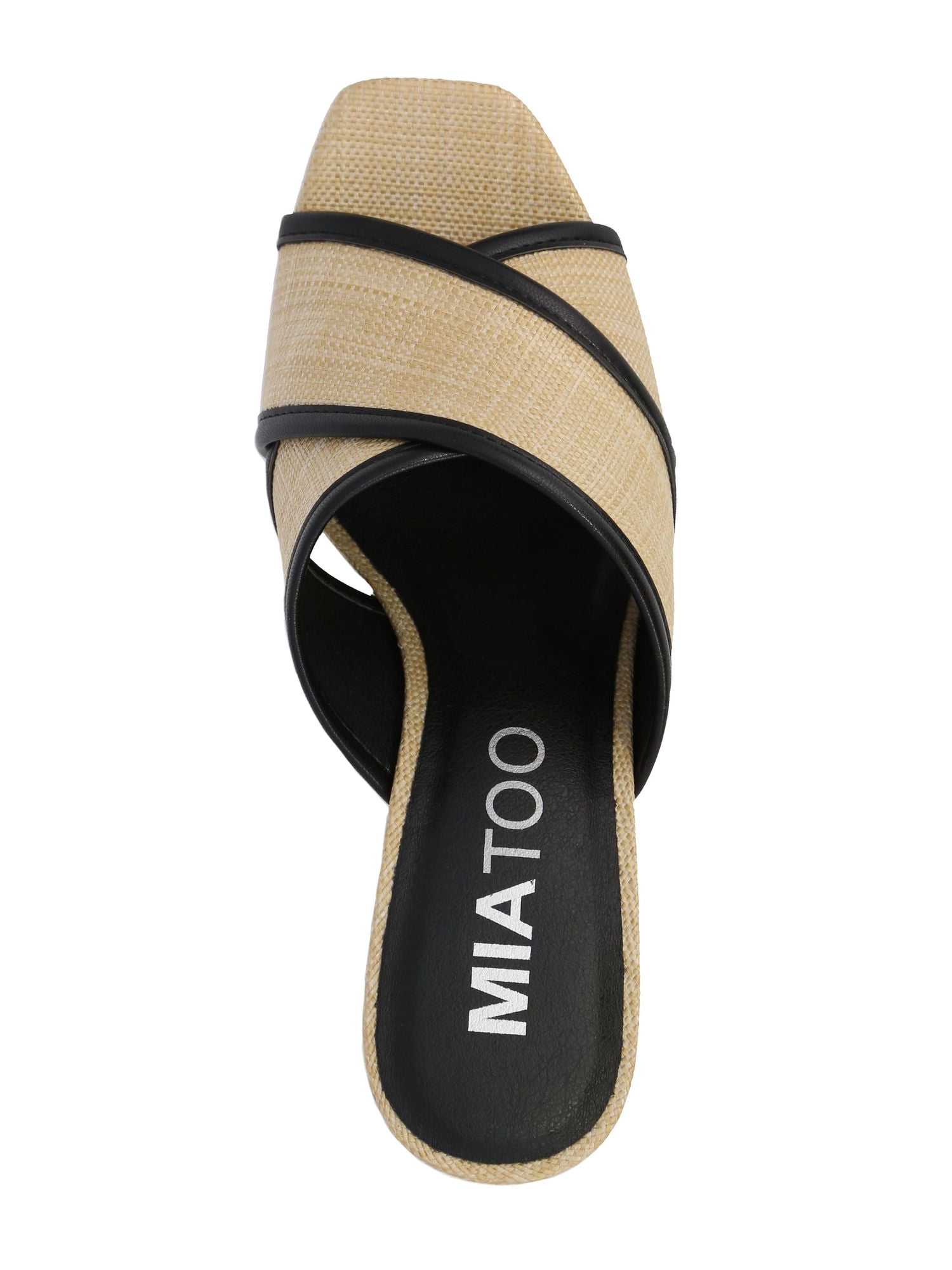 Mia Too Women's Slide Raffia Block Heel Sandal