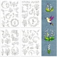thumbnail image 1 of Water Soluble Embroidery Patterns for Beginners 4 Sheets with 50pcs Lily of The Valley Patterns Hummingbird Wash Away Embroidery Pattern Stabilizer for Hand Sewing Lover Women Adults, 1 of 9