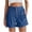 Dark Blue, variant on Denim Short for Women Cute Ruffle Hem Elastic Waist Flare Stretchy Shorts Solid Color Button Closure Trendy Short